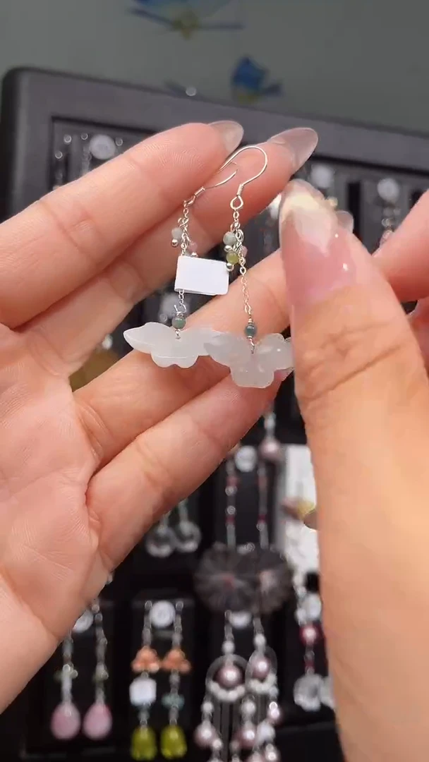 紫晶耳饰银S925镶嵌玉 玉