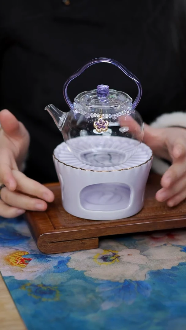 紫色  铃兰提梁壶+温茶器 +提溜