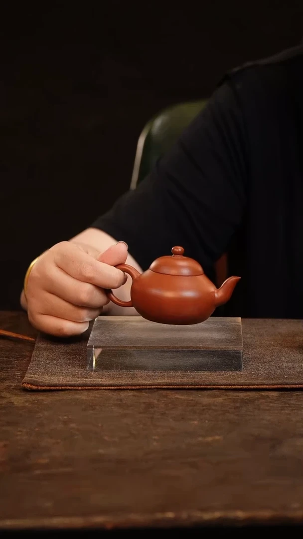 茶壶紫砂百年福记 朱泥半手梨形
