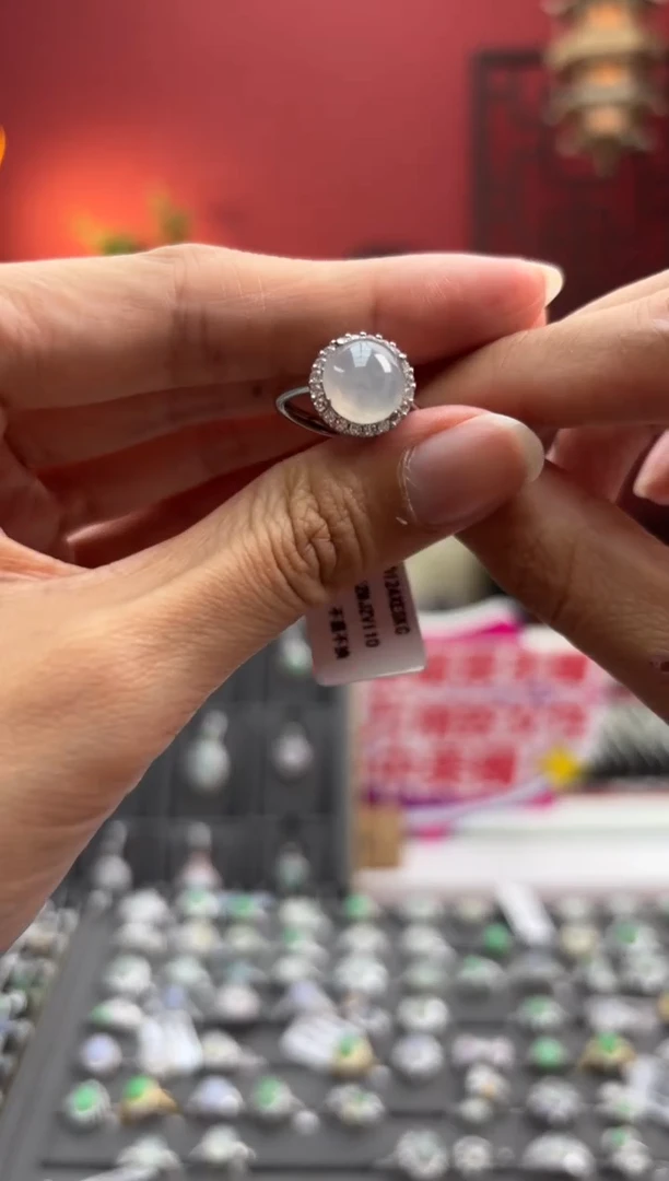 银S925镶嵌戒指翡翠002943R