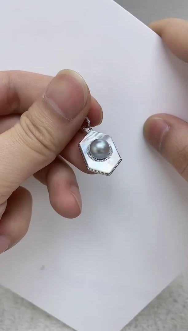 颈饰银S925镶嵌海水珍珠