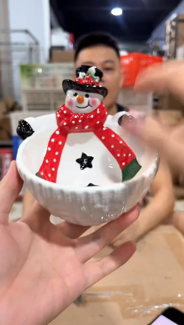瓷片原盒雪人碗