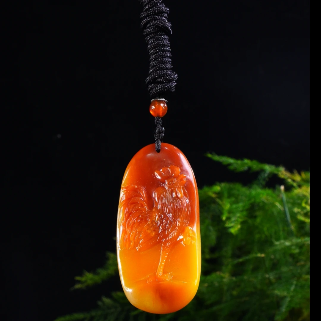 24寿山石芙蓉金鸡报晓挂件21.4克2.8x0.8x5.8cm