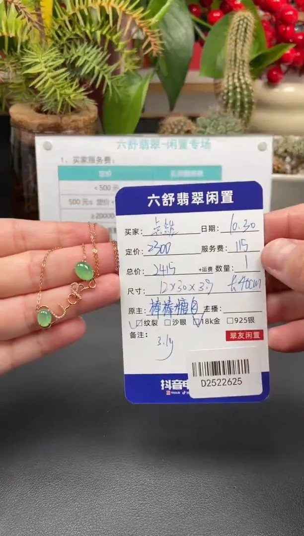 颈饰18K金镶嵌翡翠点*晨D2522625