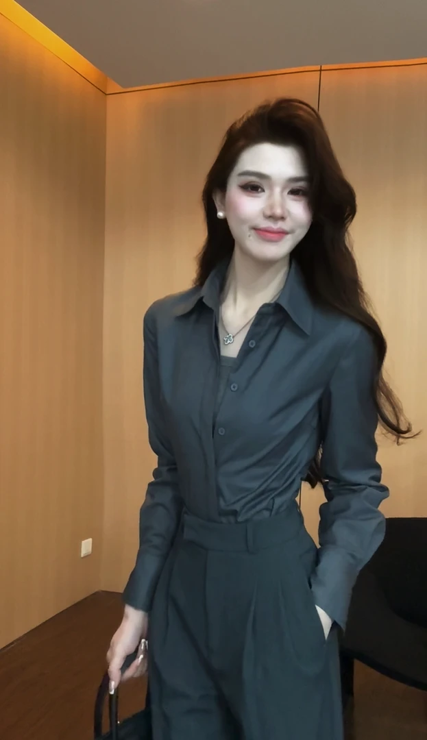 少量现货【梦晨追月】高级感小众时尚修身显瘦长袖衬衫ZKK000027款