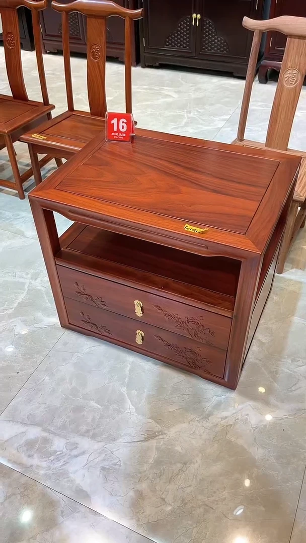 紫檀木类成套家具邵氏紫檀床头柜60*45*52