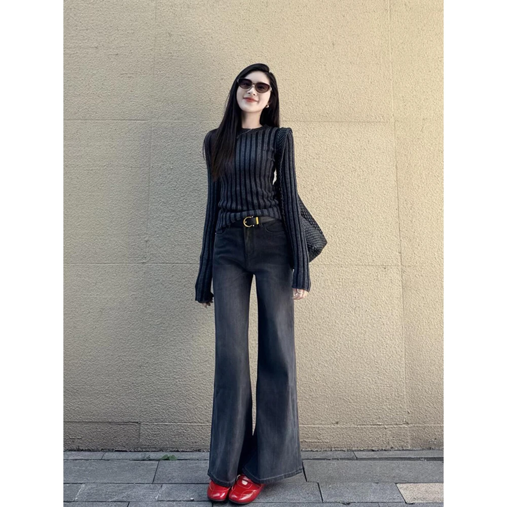 早秋季针织衫上衣韩风chic一整套女设计感酷飒拽姐阔腿裤两件套装