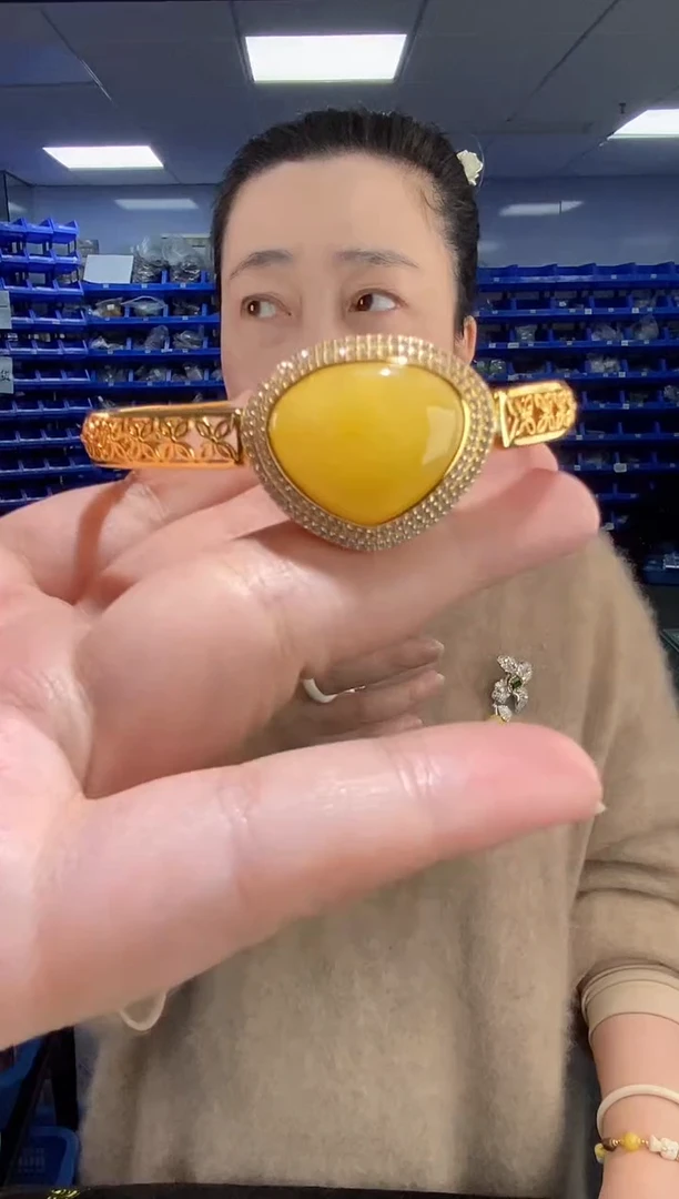 银S925镶嵌蜜蜡手镯SZ468