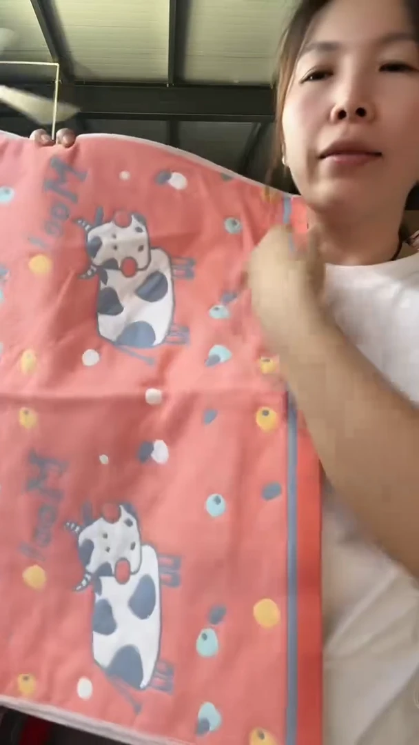 棉枕巾40*60 牛牛橘色