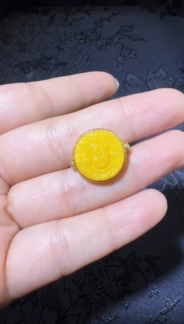 【闪购商品】蜜蜡戒指银S925镶嵌戒指