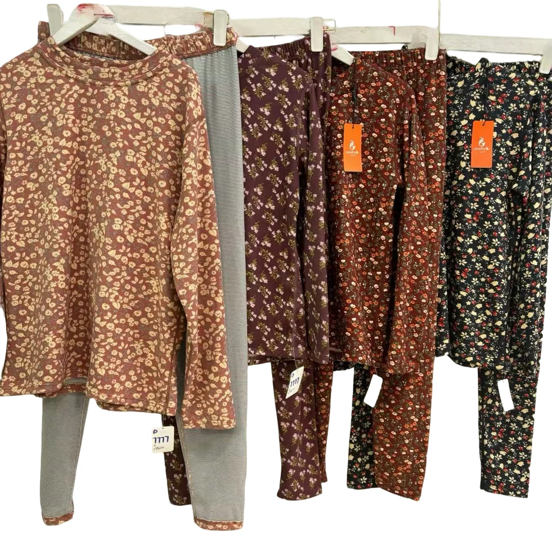 7777-（小碎花不同）女士碎花德绒保暖套装（花不同）