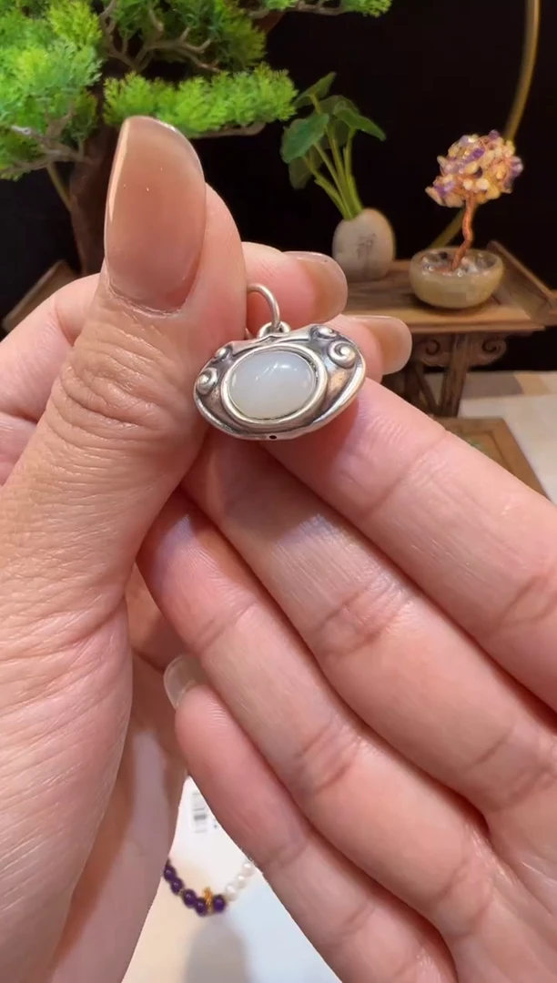【闪购商品】和田玉吊坠(不含链)足银镶嵌手饰@@