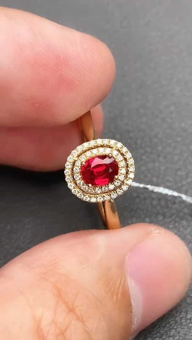 18K金镶嵌戒指红宝石0.5ct/鸽血红/无烧/双十一清货