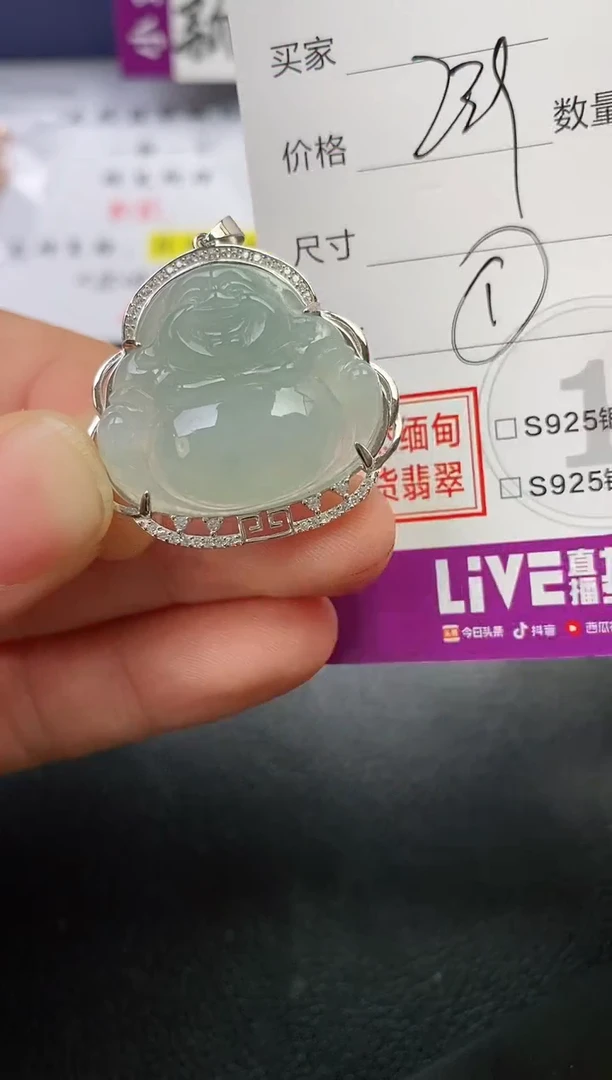 颈饰银S925镶嵌翡翠B*b挂件