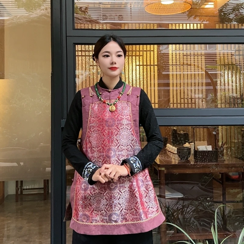 【笙漫】锦莨香云纱新国风马甲一字肩马甲百搭背心长款中国风日常