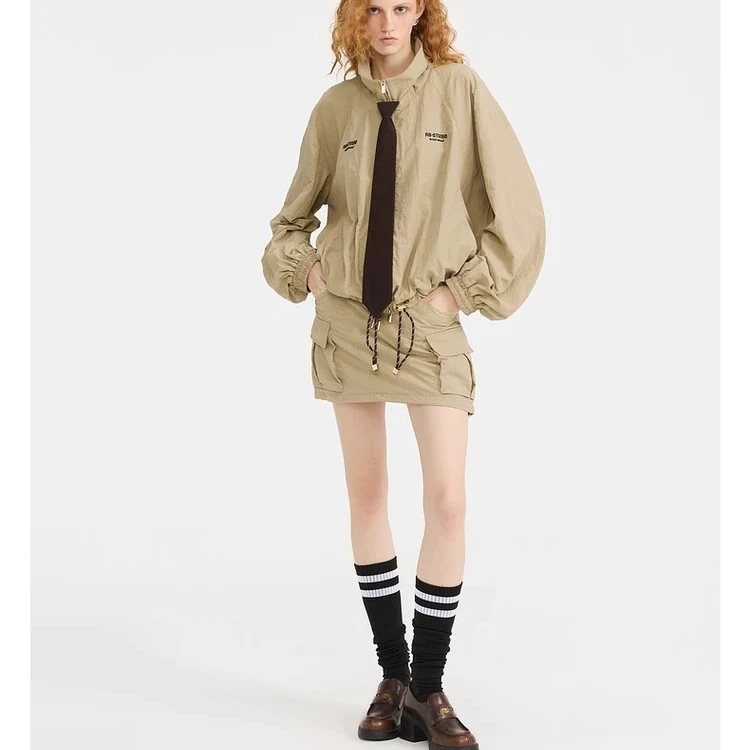 REVAN芮范2025春季新品设计师款休闲工装感美拉德短裙RL11501151