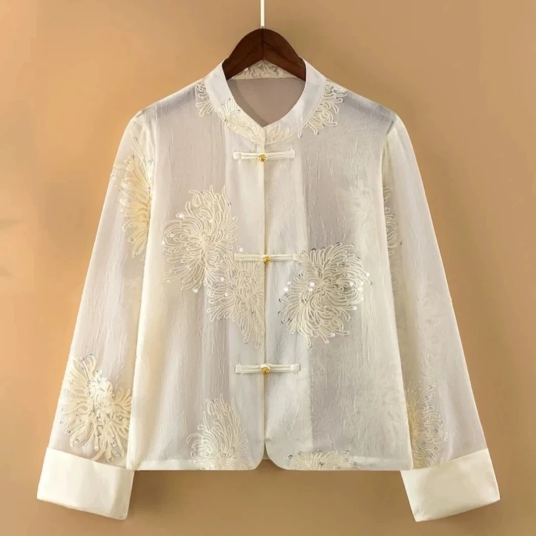 【白月光】新款立领复合袖口重工刺绣防晒外套长袖宽松春夏中式