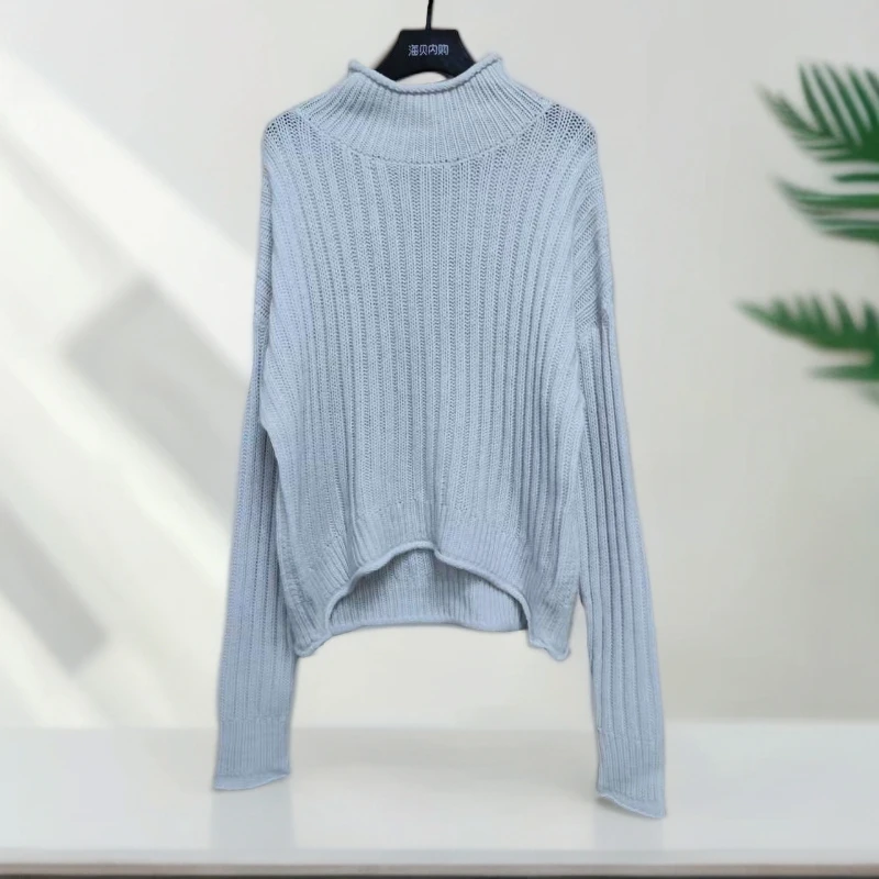 别致高领内搭打底毛衣女秋冬宽松羊毛针织衫上衣M2114(D8-10)