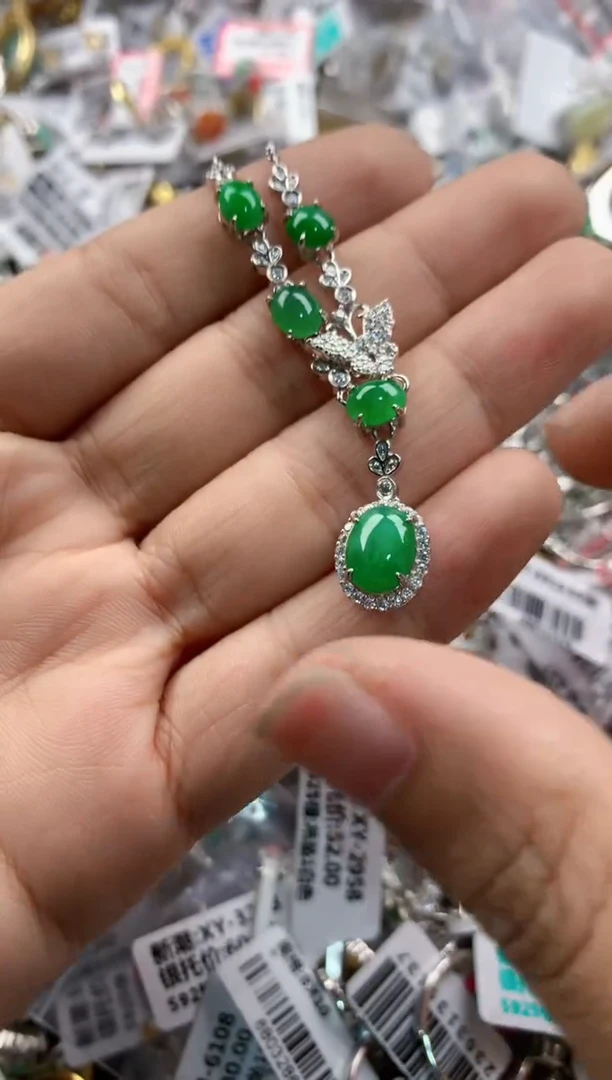 银S925镶嵌戒指翡翠555---8