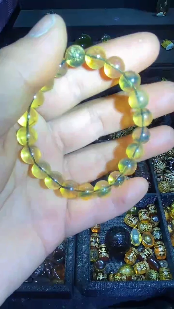 琥珀未镶嵌耳饰天然缅甸琥珀手串