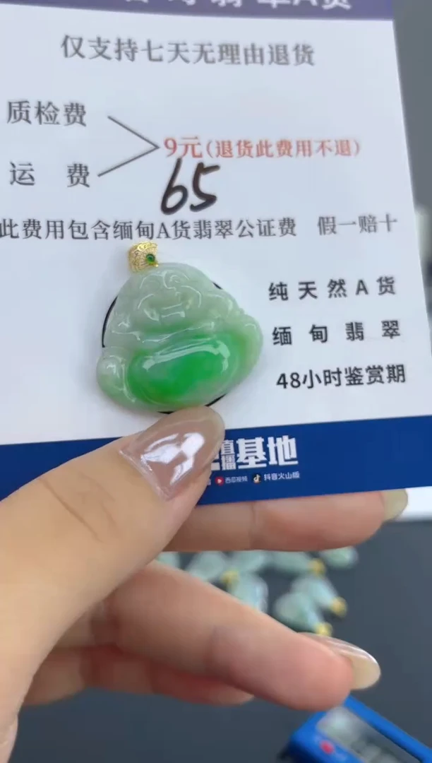 颈饰18K金镶嵌翡翠天然A货翡翠