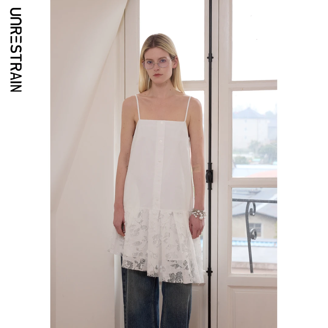 【UNRESTRAIN】UNR原创设计25早春新款mini短裙时髦吊带连衣裙女