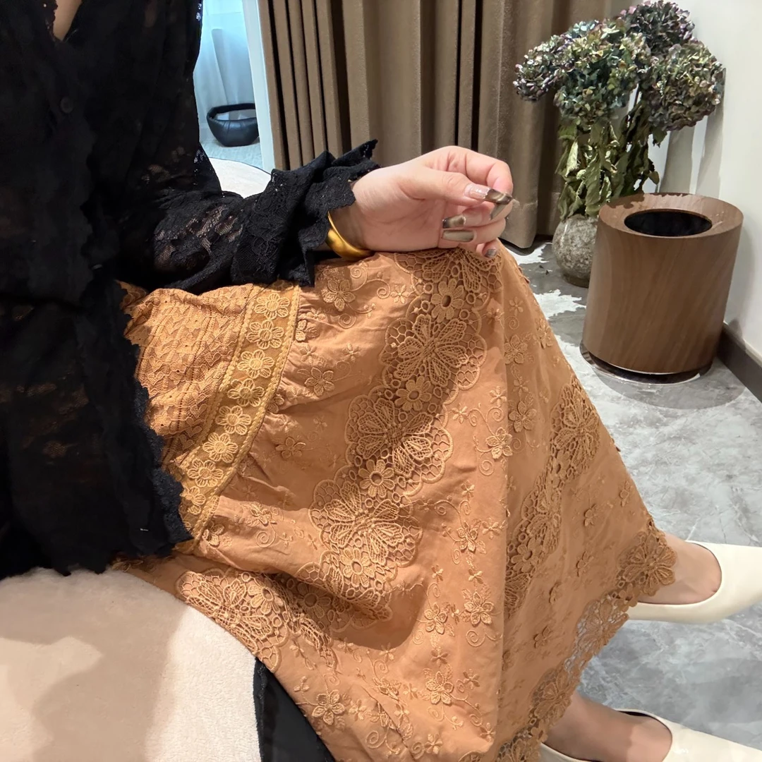 大嘴新款高级拼接蕾丝半身裙98363