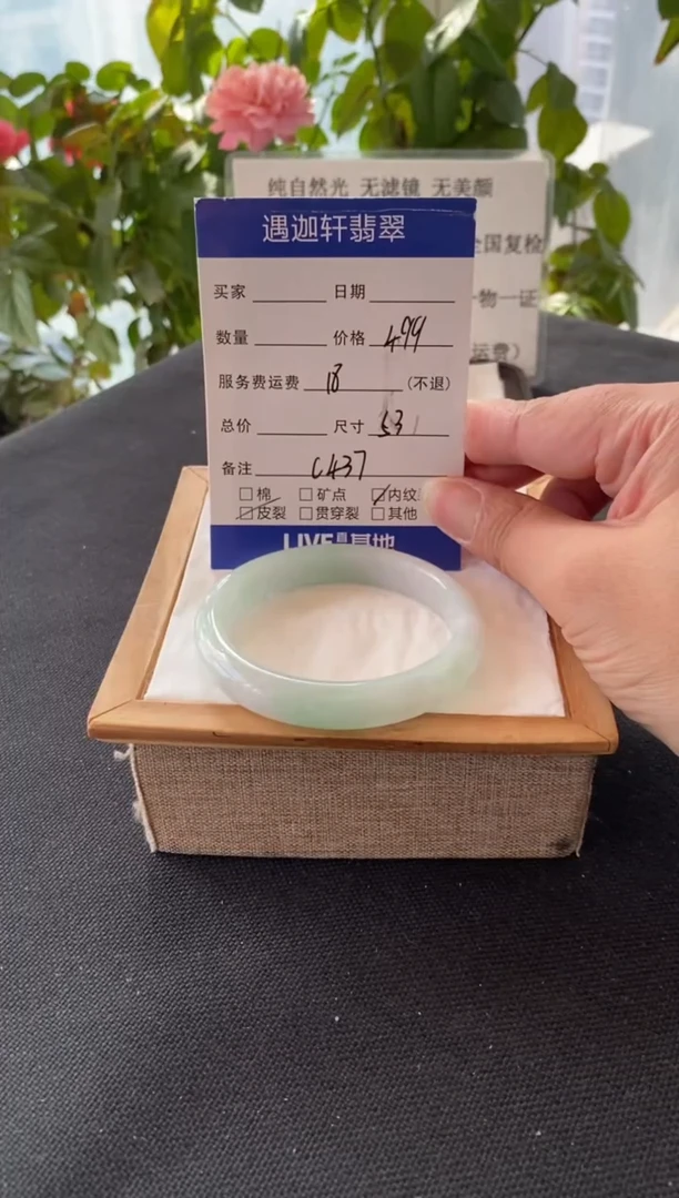 未镶嵌手镯翡翠53圈口 C437编码