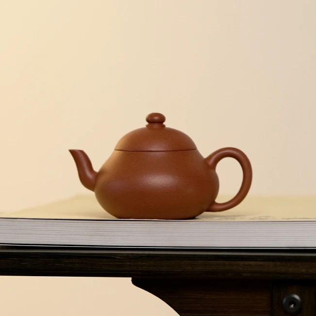 纯手工梨形红泥紫砂壶朱泥茶具小容量宜兴茶壶紫泥红皮龙家用圆壶