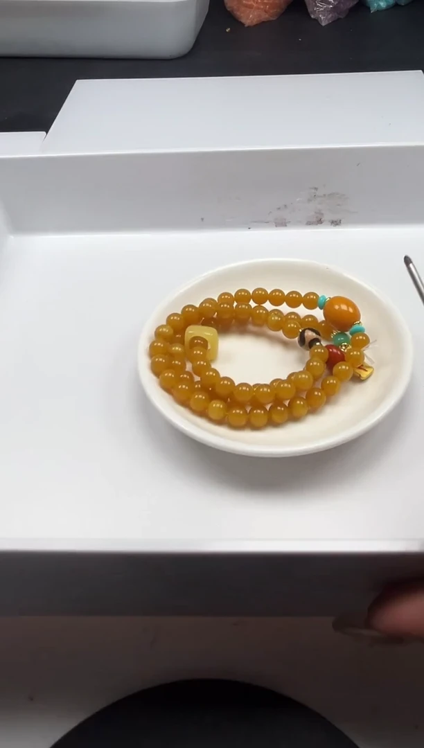 蜜蜡颈饰未镶嵌w2613鸡油黄蜜蜡*8mm成品*一条