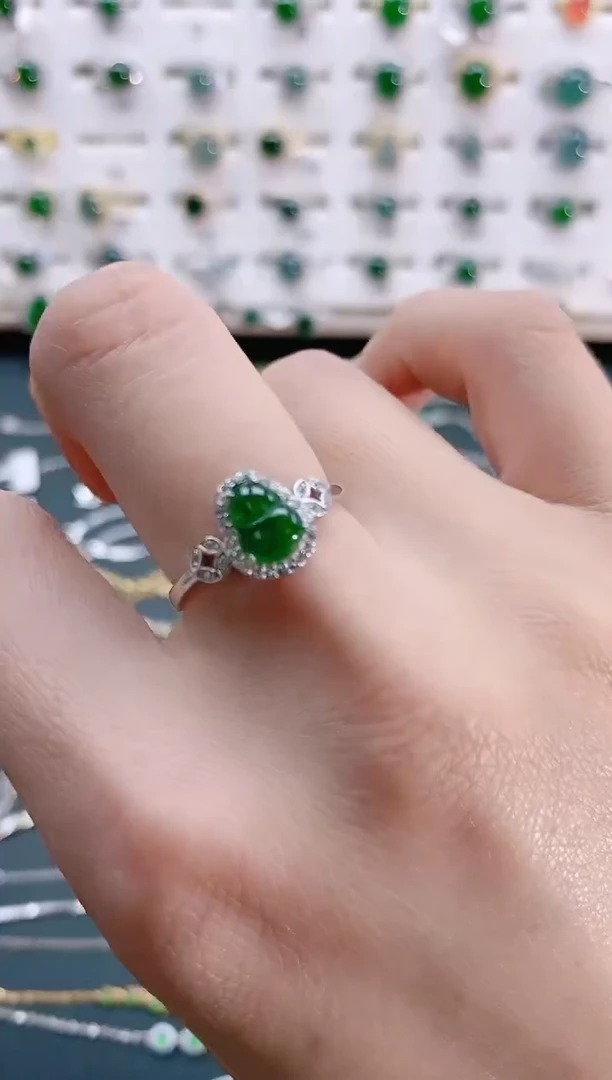 【闪购商品】翡翠戒指银S925镶嵌天然翡翠