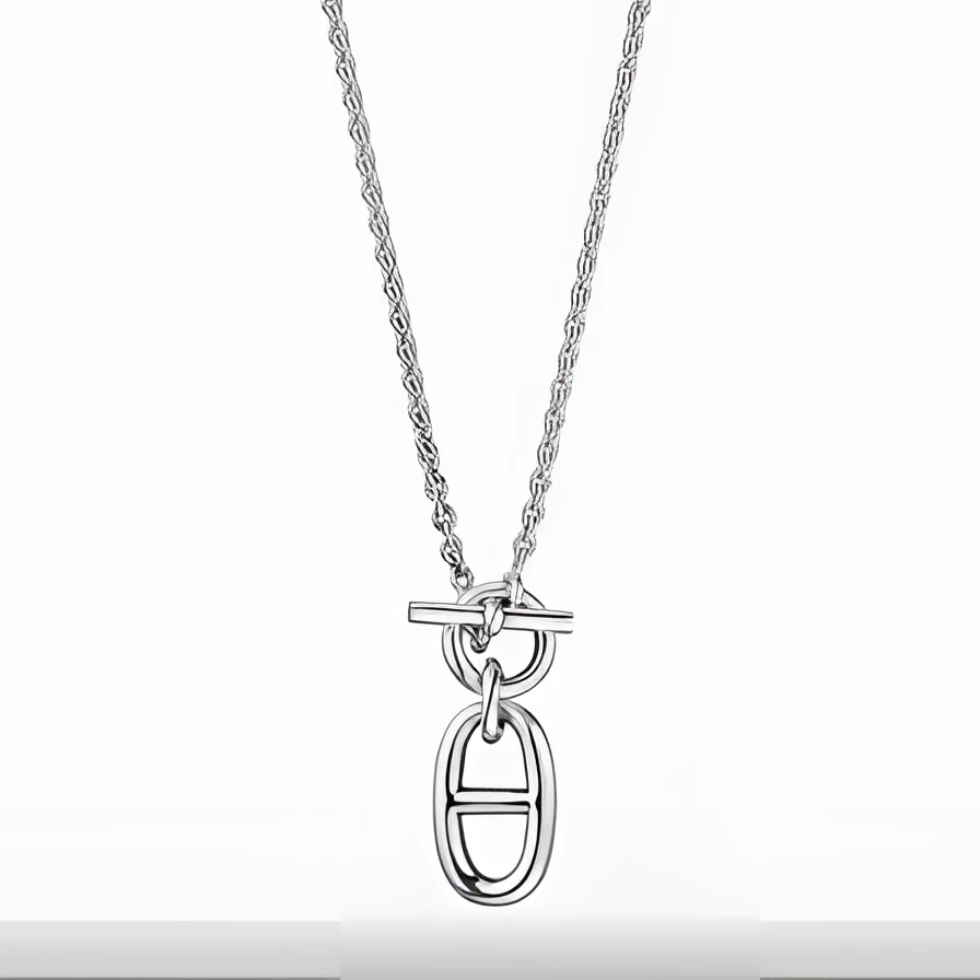 全新未使用 Hermes/爱马仕 【小花念念】猪鼻子项链AG925 银