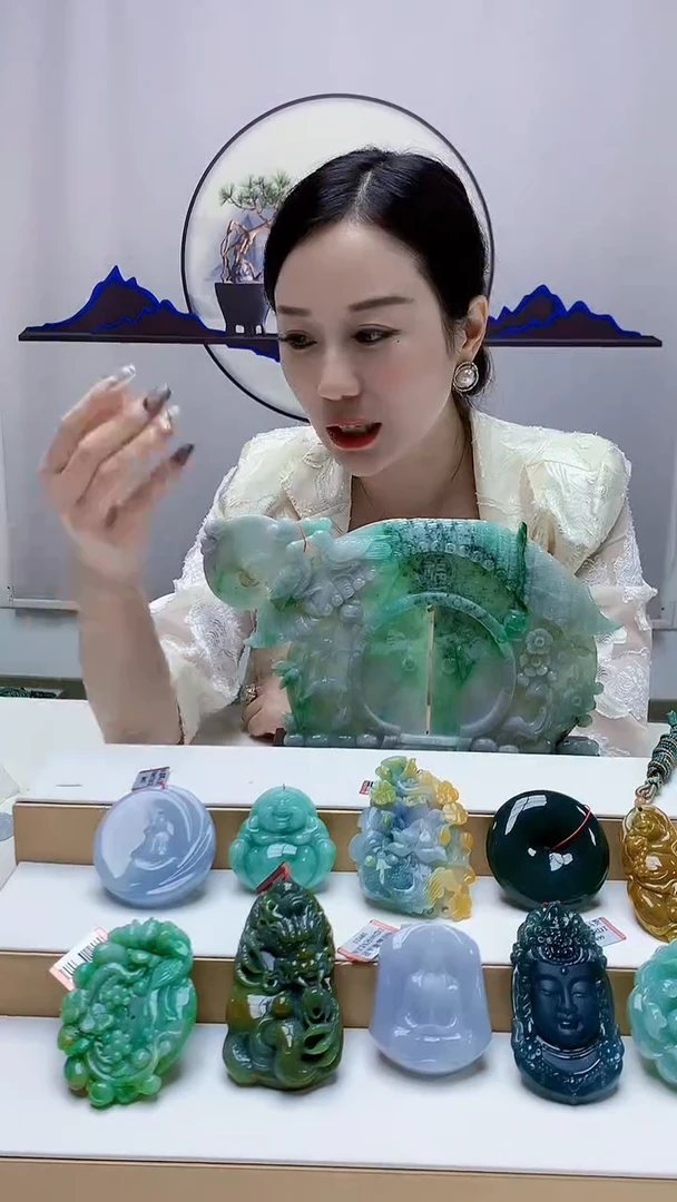 未镶嵌定制翡翠江*海4852zm-毛货挂件