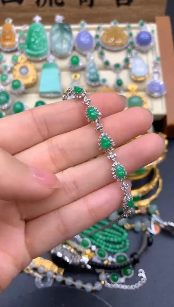 【闪购商品】翡翠手链18K金镶嵌253-中国好珍宝