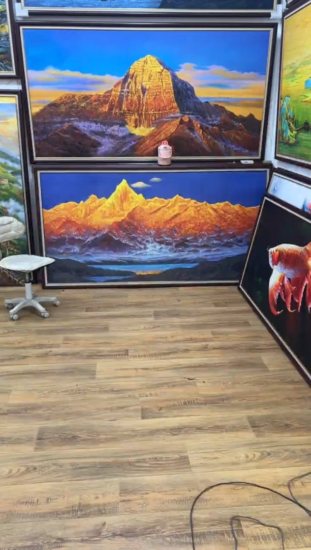 油画山*林【张俊龙】日照金山原创艺术油画玄关客厅背景版画挂画
