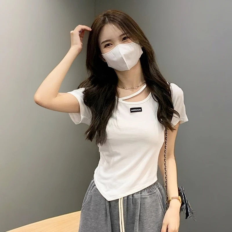 AYX短袖T恤女夏季流行韩版新款30-40岁五一小个子海边白色上衣