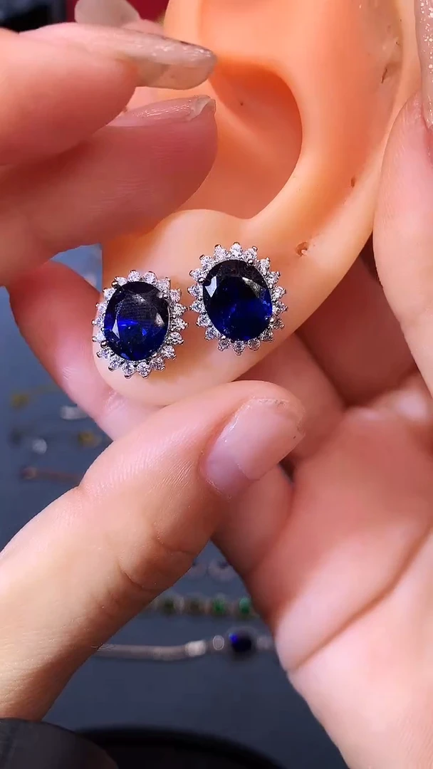 【闪购商品】蓝宝石耳饰银S925镶嵌1111111
