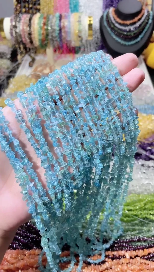未镶嵌珠宝半成品水晶小蓝磷灰