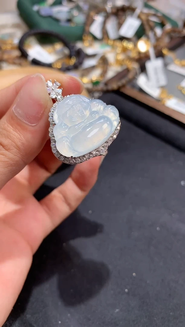 吊坠(不含链)银S925镶嵌翡翠【挽石珠宝】佛公