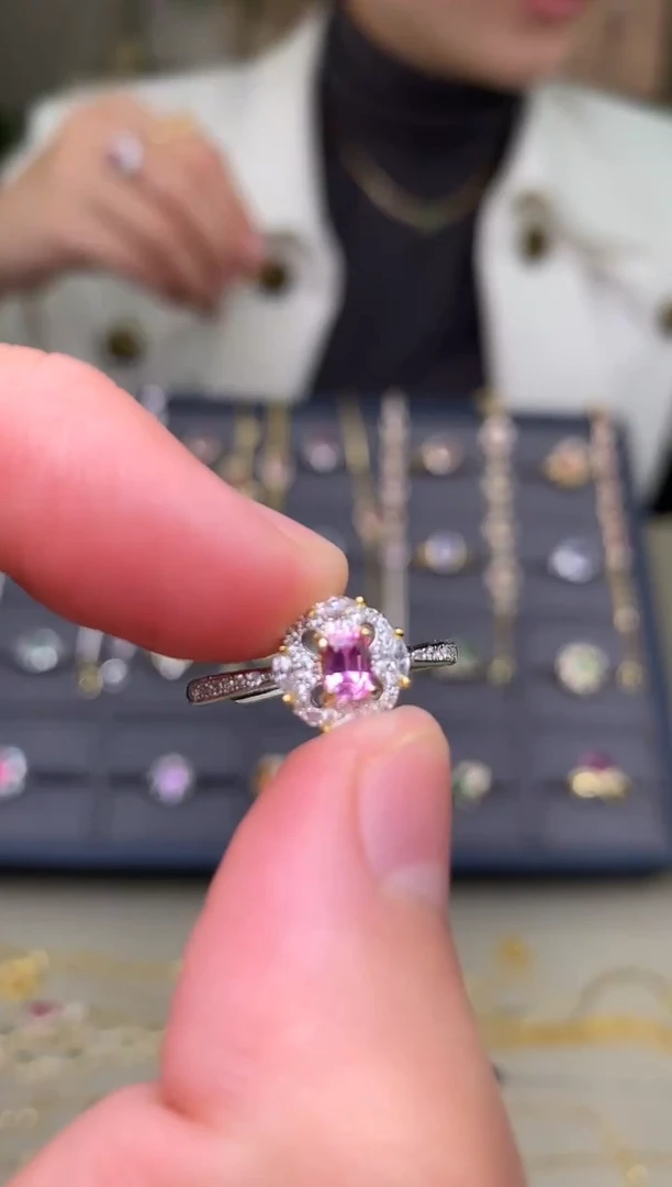 戒指蓝宝石银S925镶嵌戒指