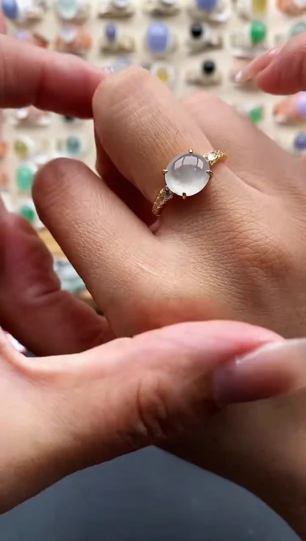 银S925镶嵌戒指翡翠缅甸天然A货翡翠33  1-9