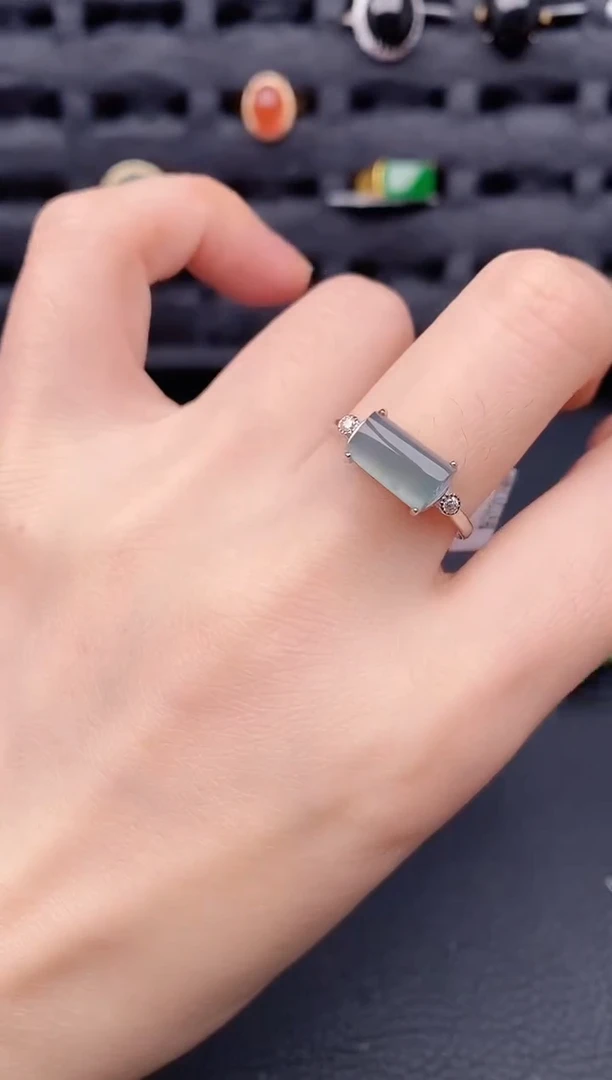 银S925镶嵌戒指翡翠天然a货翡翠265