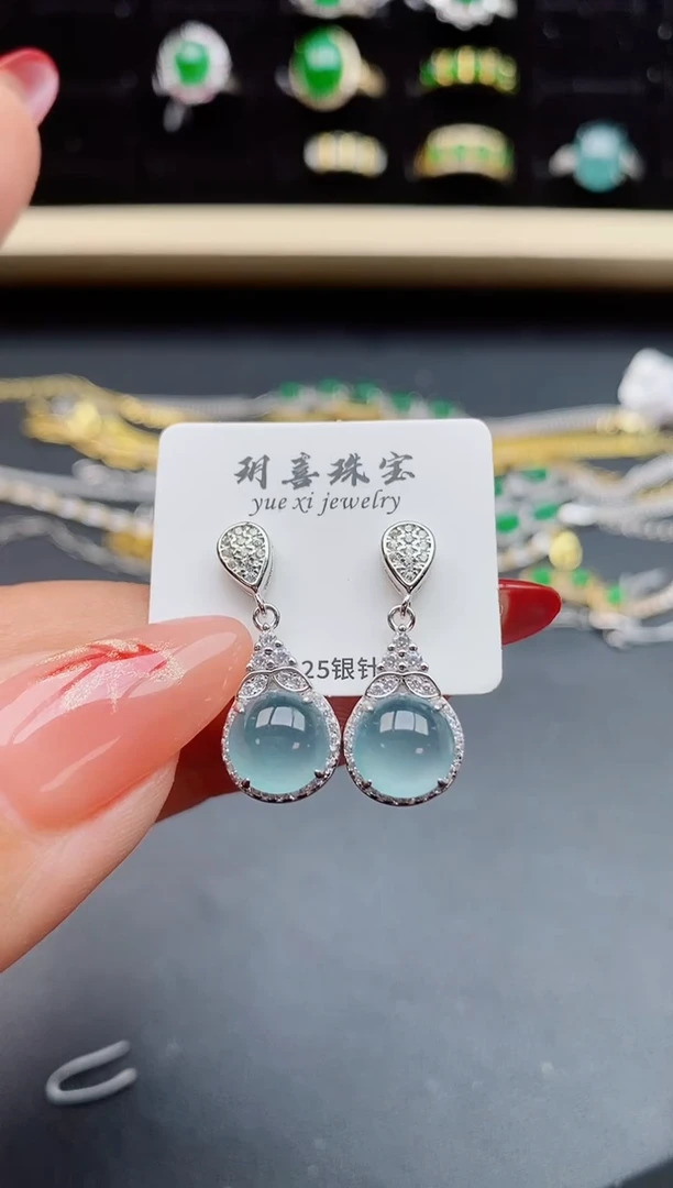 【闪购商品】翡翠耳饰银S925镶嵌321321