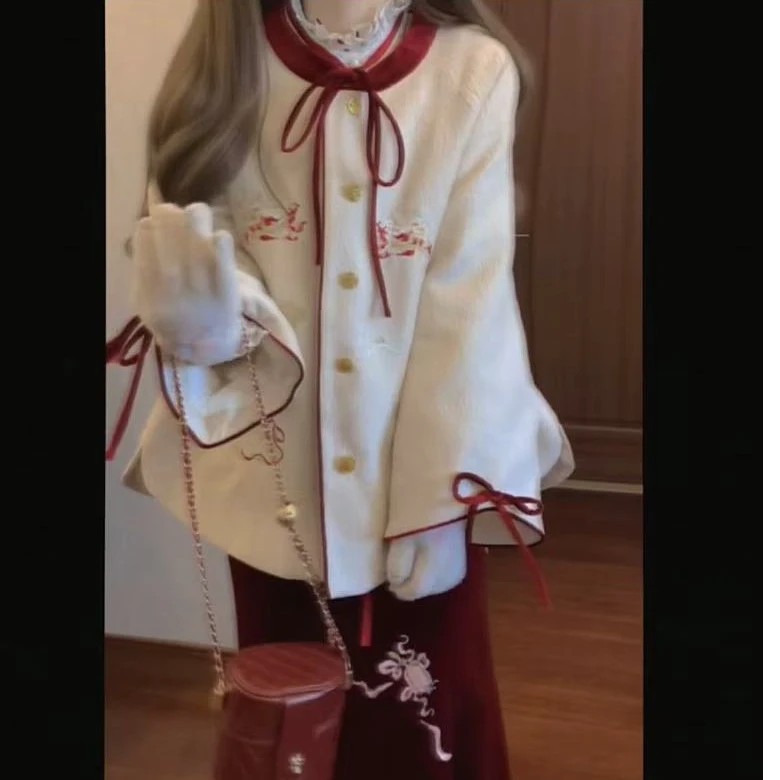 【薄荷雪糕】新中式国风穿搭2025新款复古拼接连衣裙气质外套两件套