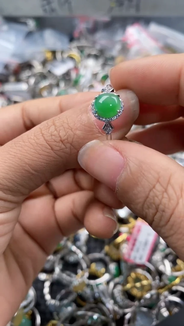 银S925镶嵌戒指翡翠77--6