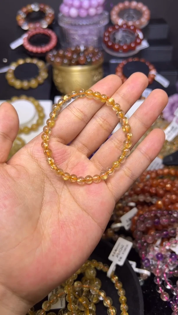 未镶嵌手串水晶金发晶7mm+