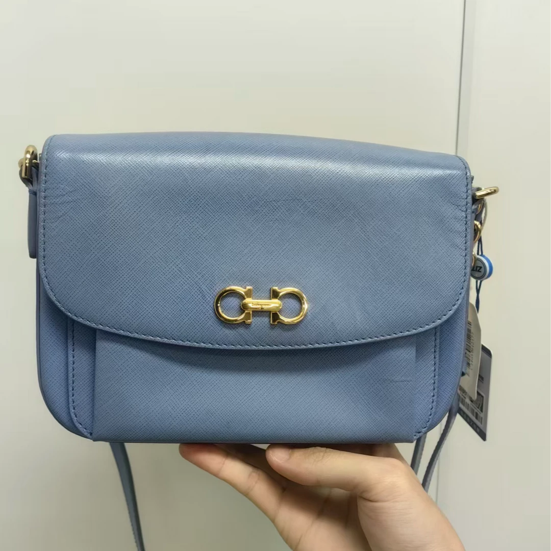95新 FERRAGAMO/菲拉格慕 蓝色马卡龙单肩包/DS047288