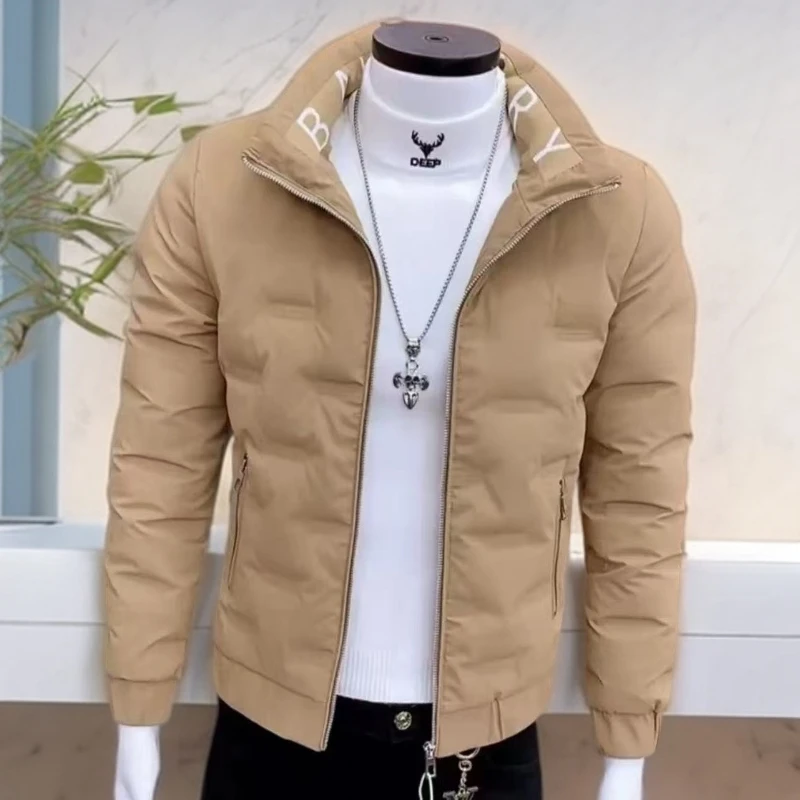 时尚潮流高级修身棉服简约大气纯色休闲棉衣保暖韩版立领冬款棉袄