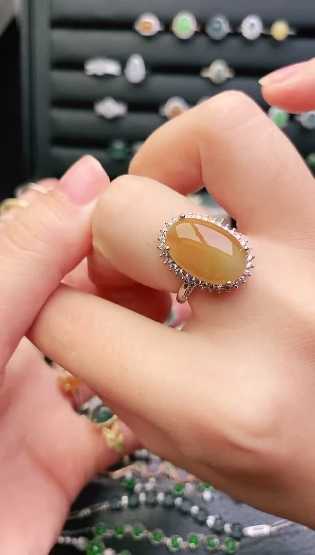 翡翠戒指银S925镶嵌0