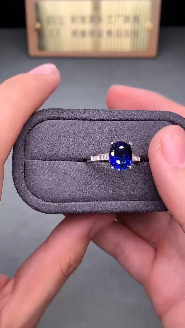 戒指蓝宝石银S925镶嵌2222